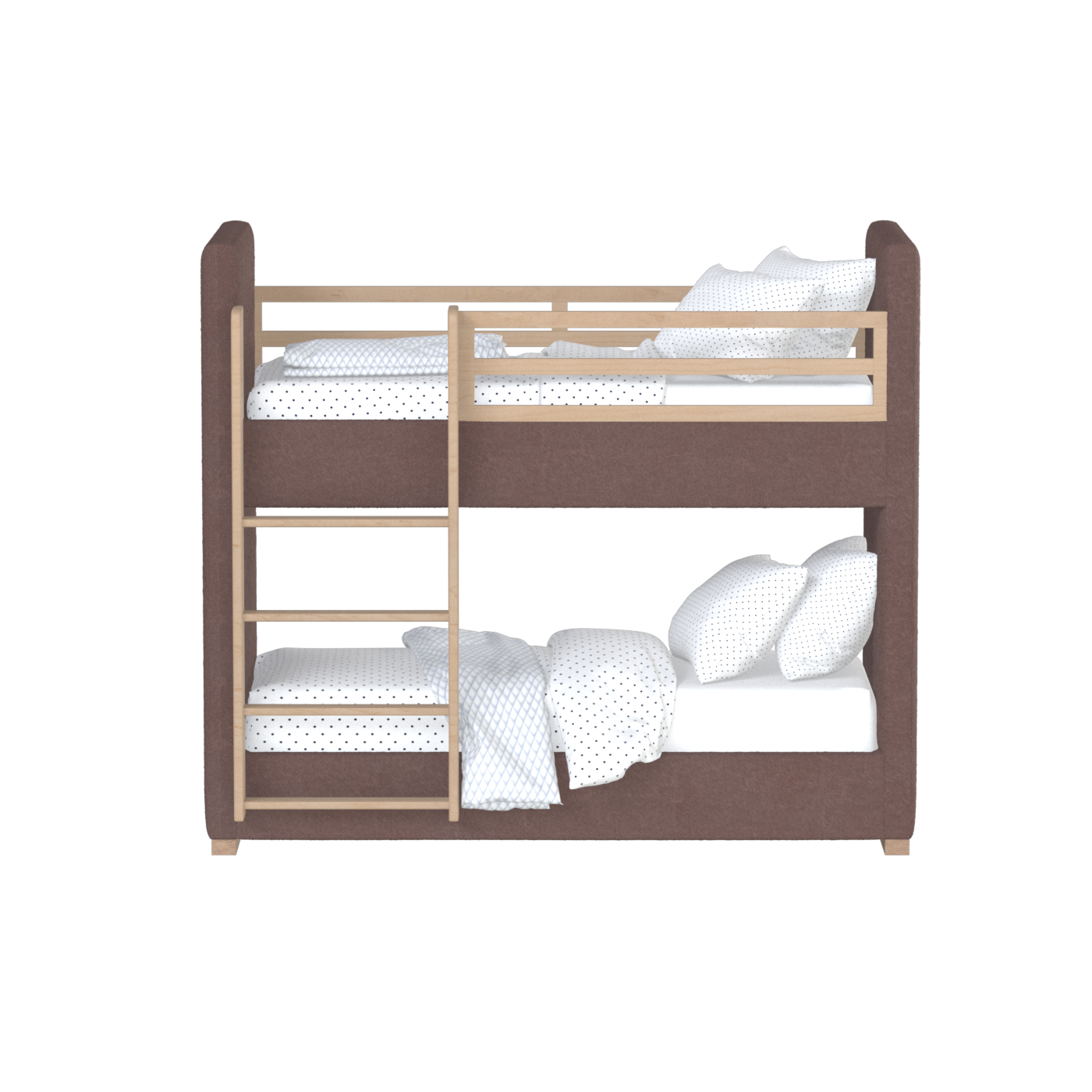 Paolo Bunk Bed with Soft Upholstery and Beechwood Accents