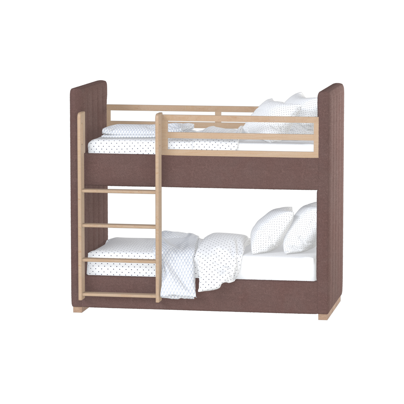 Paolo Bunk Bed with Soft Upholstery and Beechwood Accents