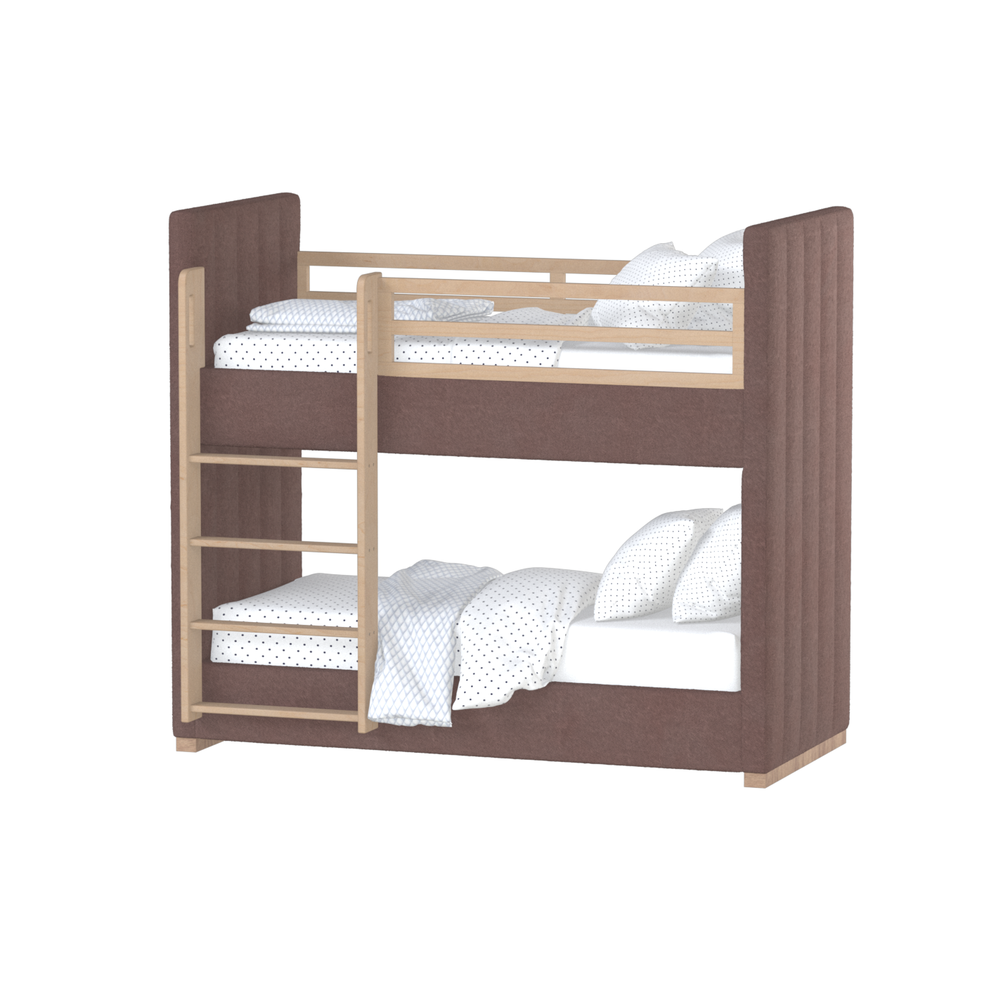 Paolo Bunk Bed with Soft Upholstery and Beechwood Accents