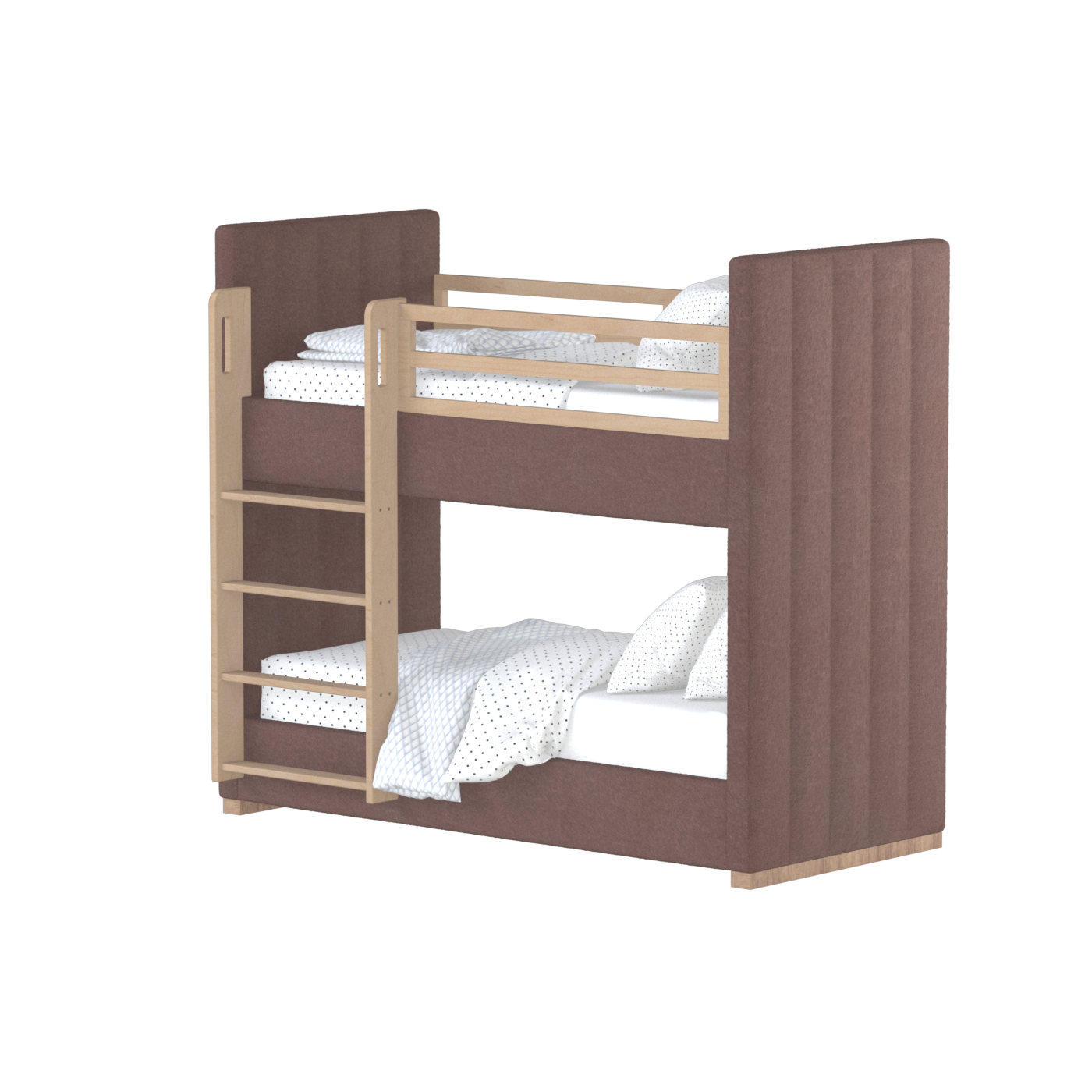 Paolo Bunk Bed with Soft Upholstery and Beechwood Accents