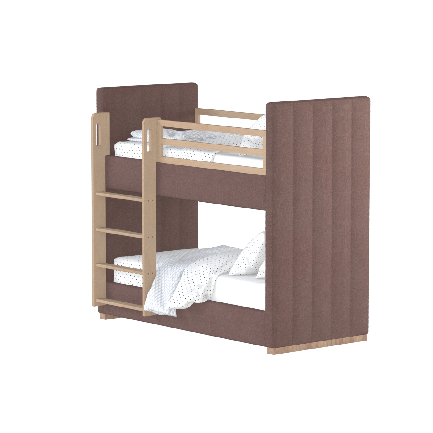 Paolo Bunk Bed with Soft Upholstery and Beechwood Accents