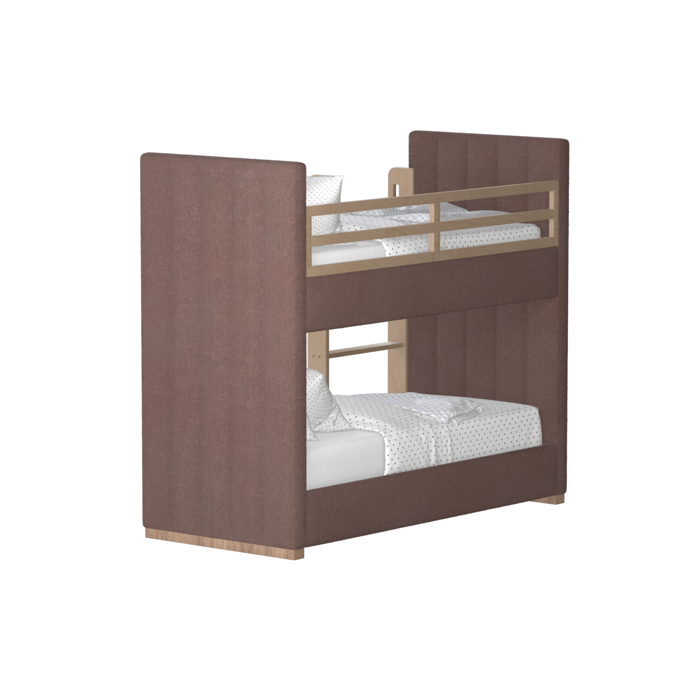 Paolo Bunk Bed with Soft Upholstery and Beechwood Accents