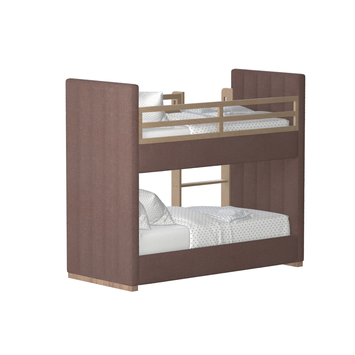 Paolo Bunk Bed with Soft Upholstery and Beechwood Accents