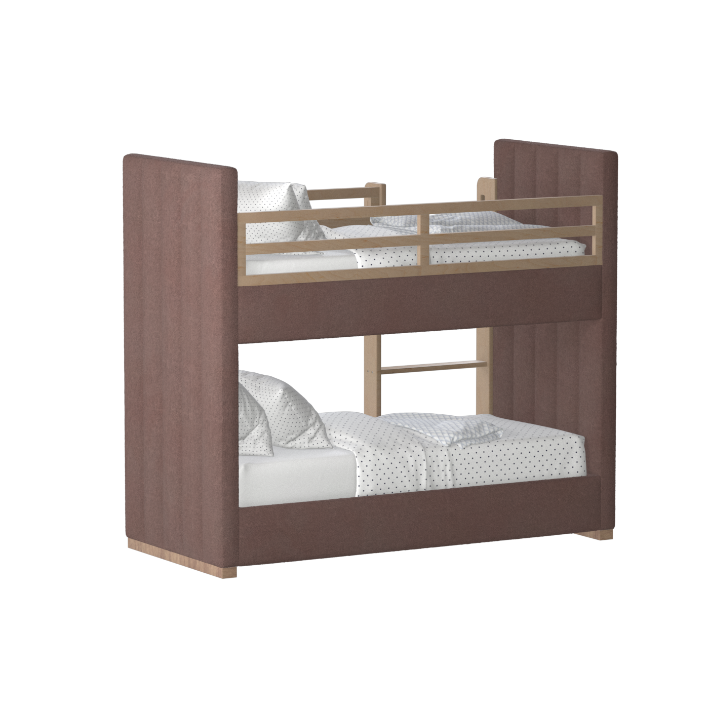 Paolo Bunk Bed with Soft Upholstery and Beechwood Accents