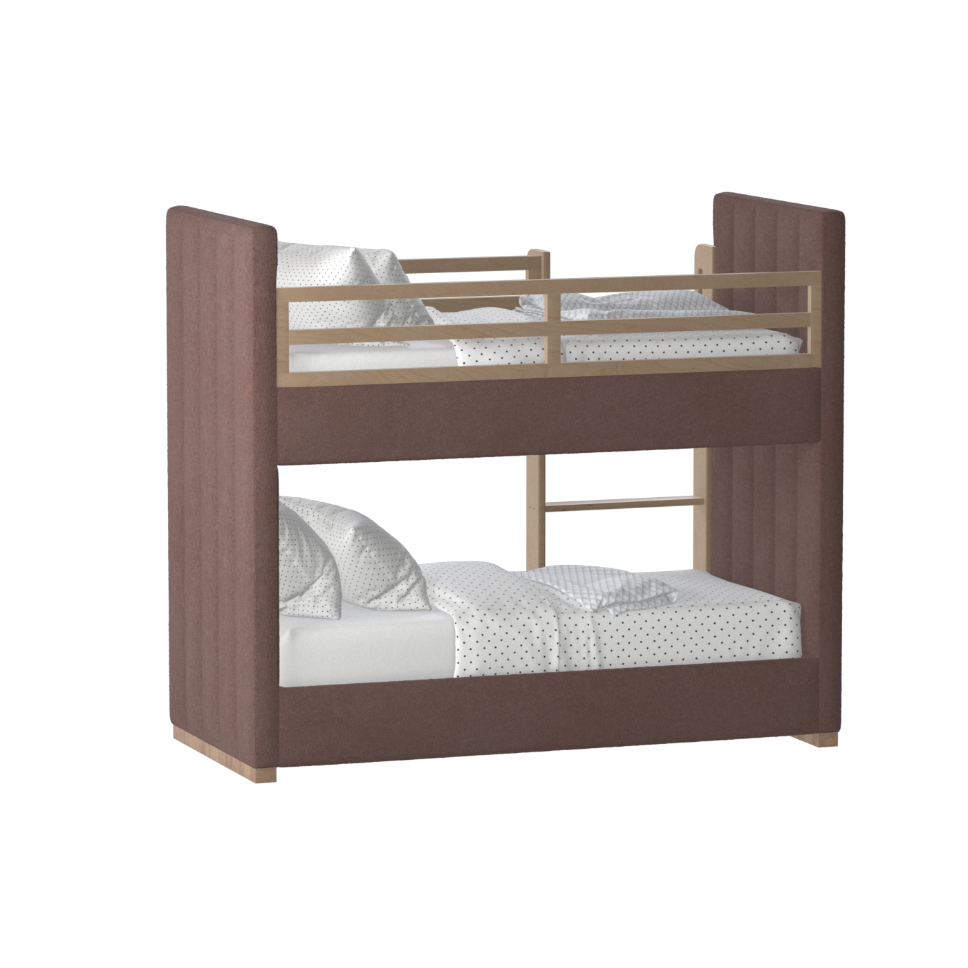 Paolo Bunk Bed with Soft Upholstery and Beechwood Accents