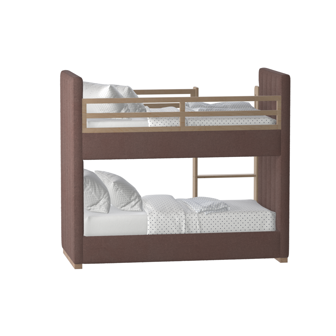 Paolo Bunk Bed with Soft Upholstery and Beechwood Accents