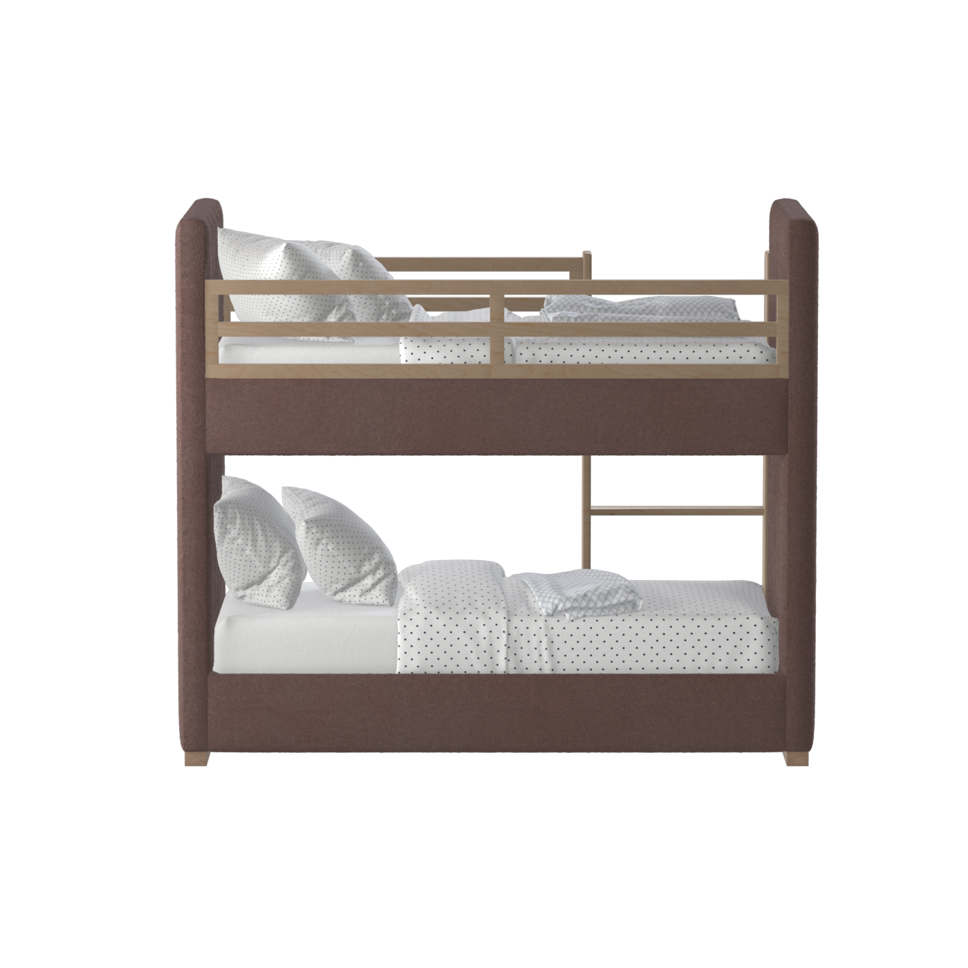 Paolo Bunk Bed with Soft Upholstery and Beechwood Accents