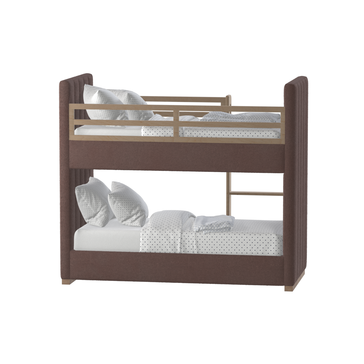 Paolo Bunk Bed with Soft Upholstery and Beechwood Accents