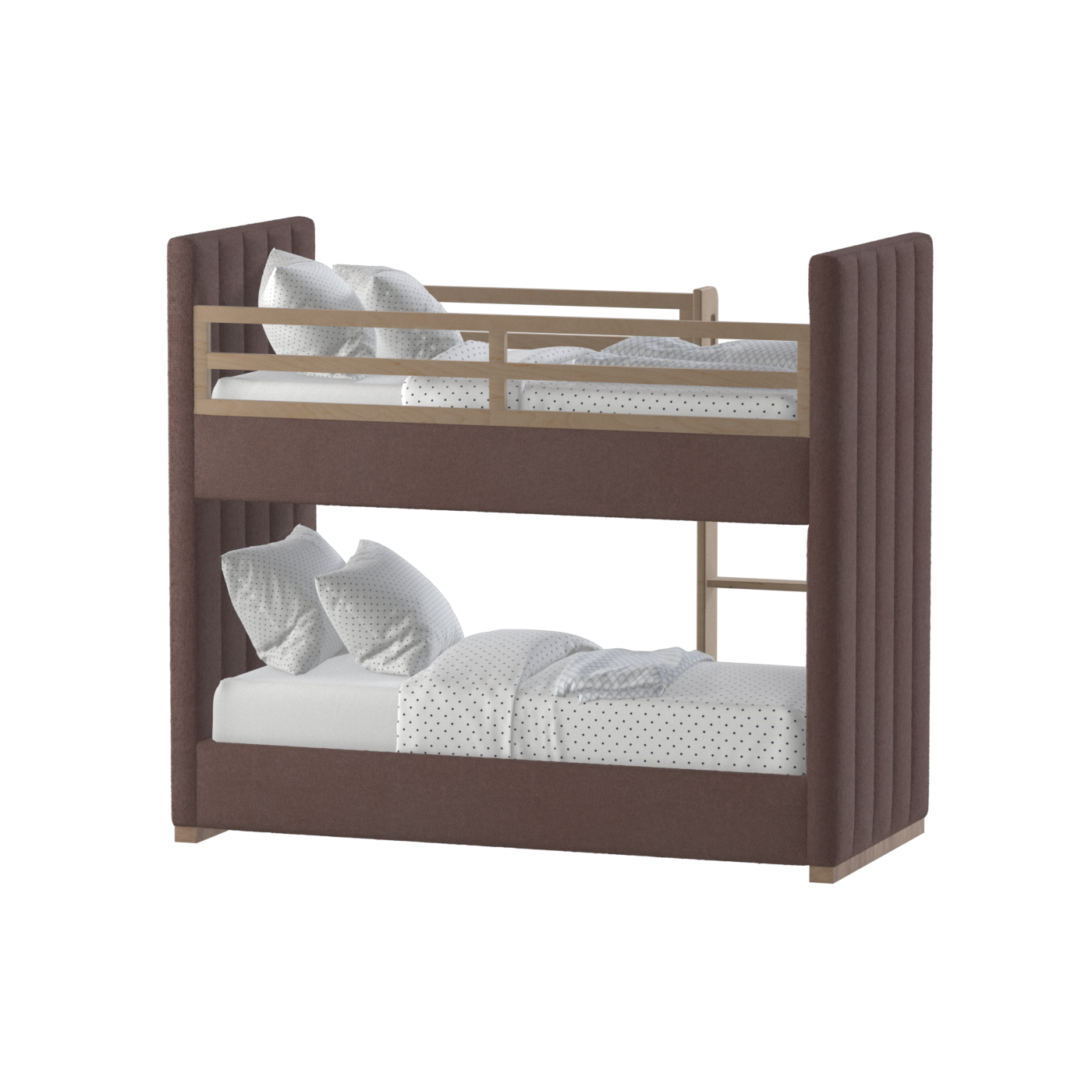 Paolo Bunk Bed with Soft Upholstery and Beechwood Accents