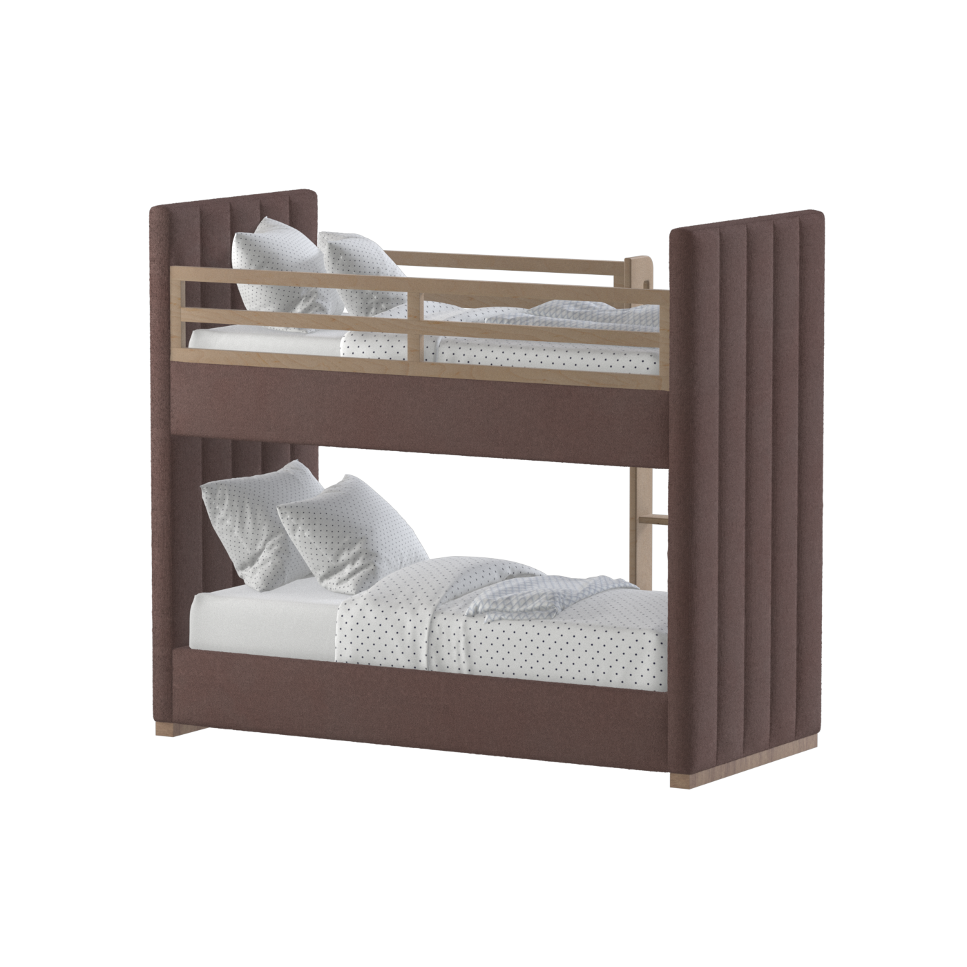 Paolo Bunk Bed with Soft Upholstery and Beechwood Accents