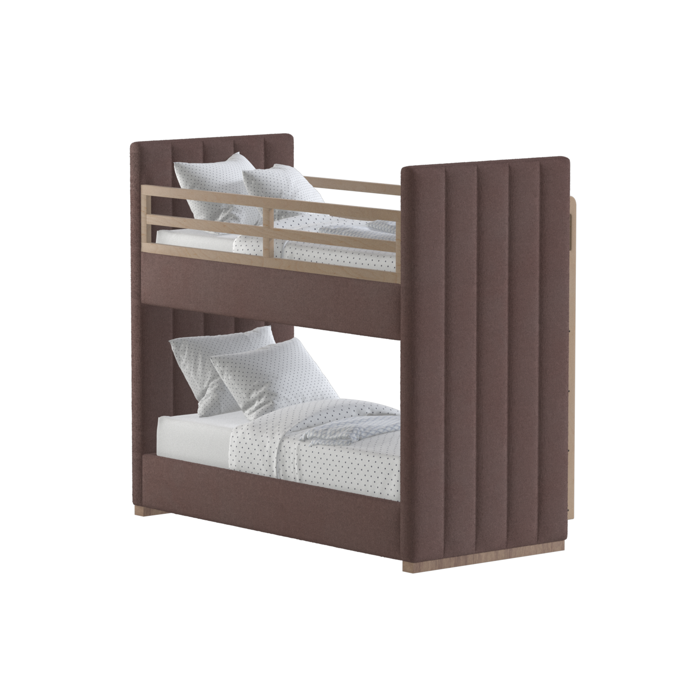 Paolo Bunk Bed with Soft Upholstery and Beechwood Accents