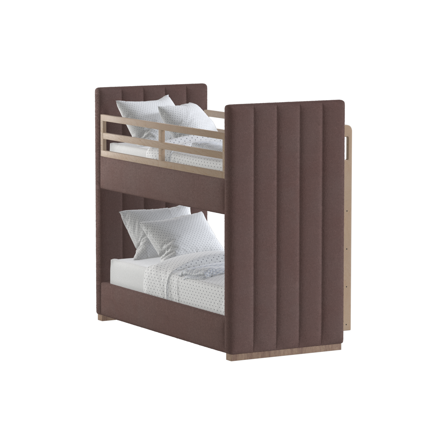 Paolo Bunk Bed with Soft Upholstery and Beechwood Accents