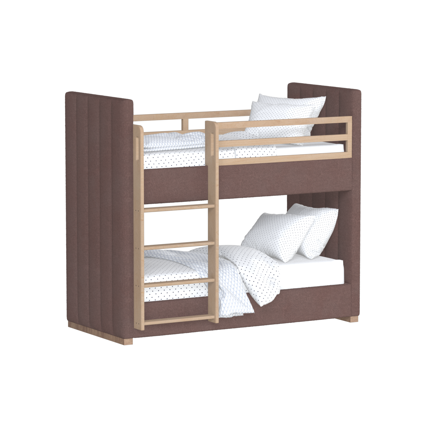 Paolo Bunk Bed with Soft Upholstery and Beechwood Accents
