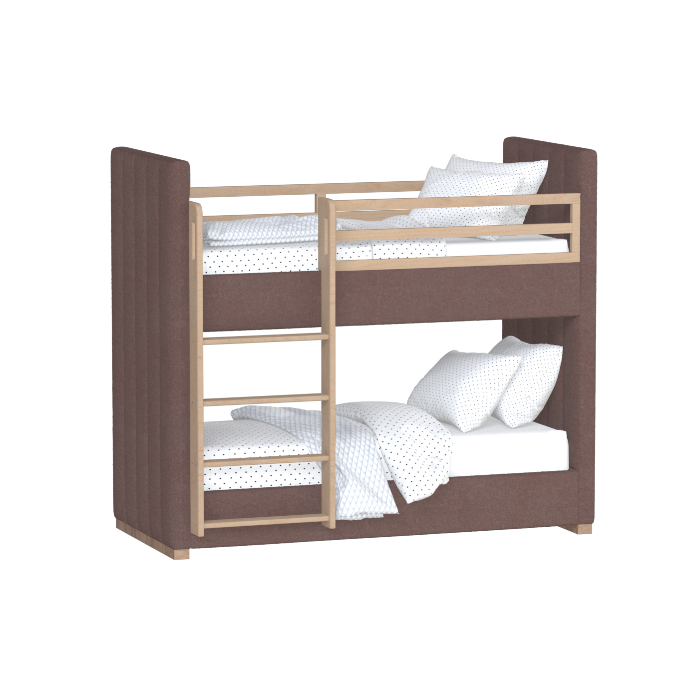 Paolo Bunk Bed with Soft Upholstery and Beechwood Accents