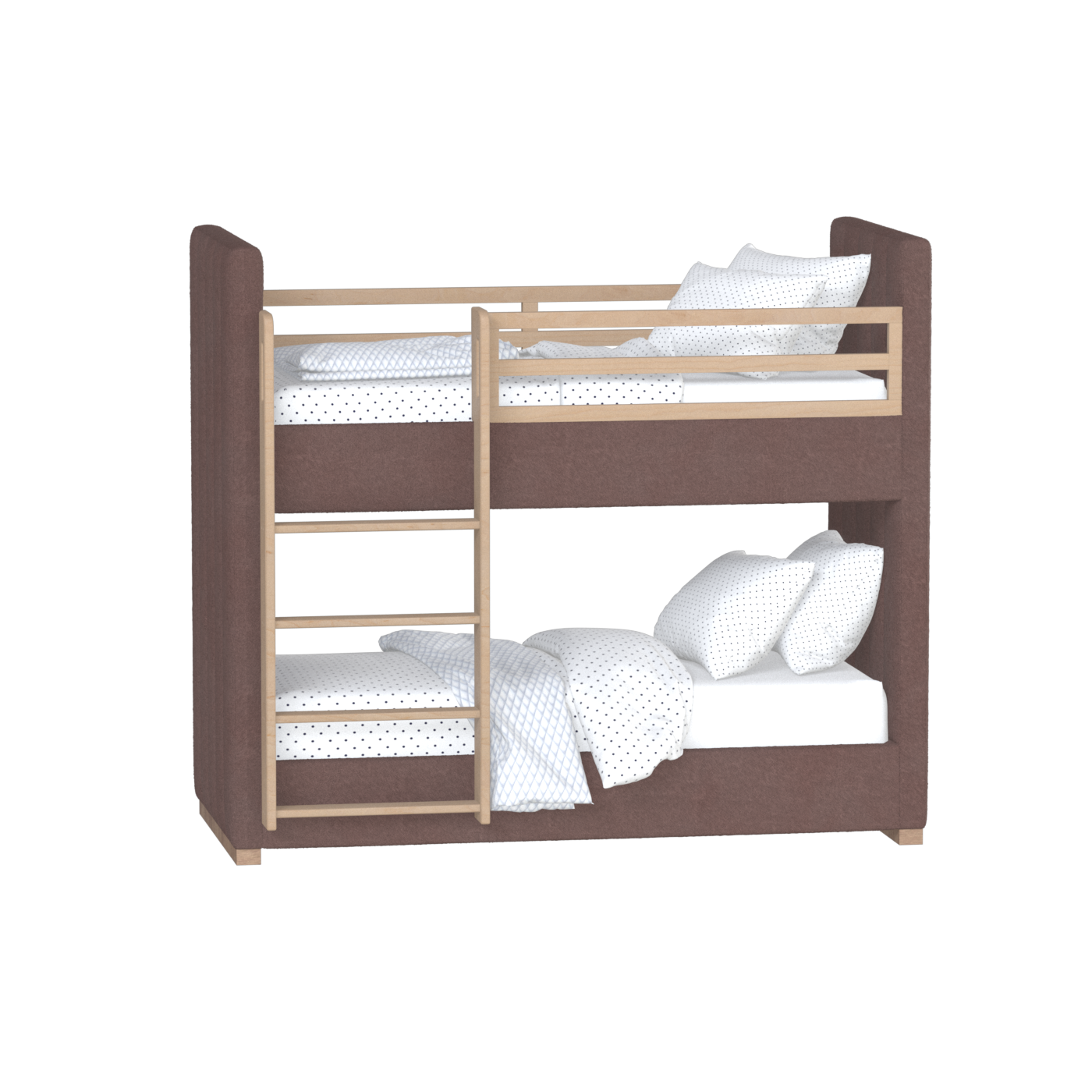Paolo Bunk Bed with Soft Upholstery and Beechwood Accents