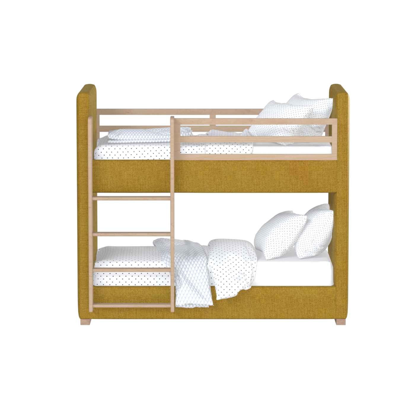 Paolo Bunk Bed with Soft Upholstery and Beechwood Accents