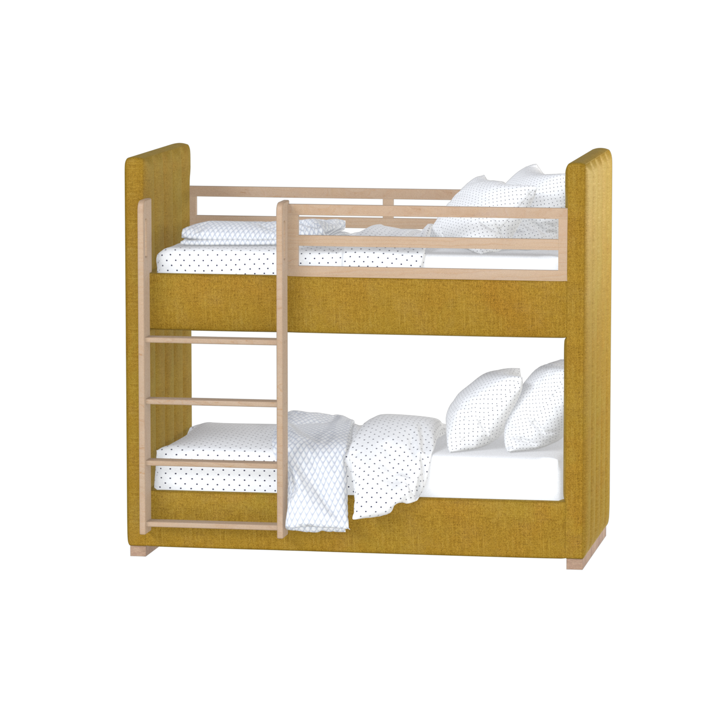 Paolo Bunk Bed with Soft Upholstery and Beechwood Accents