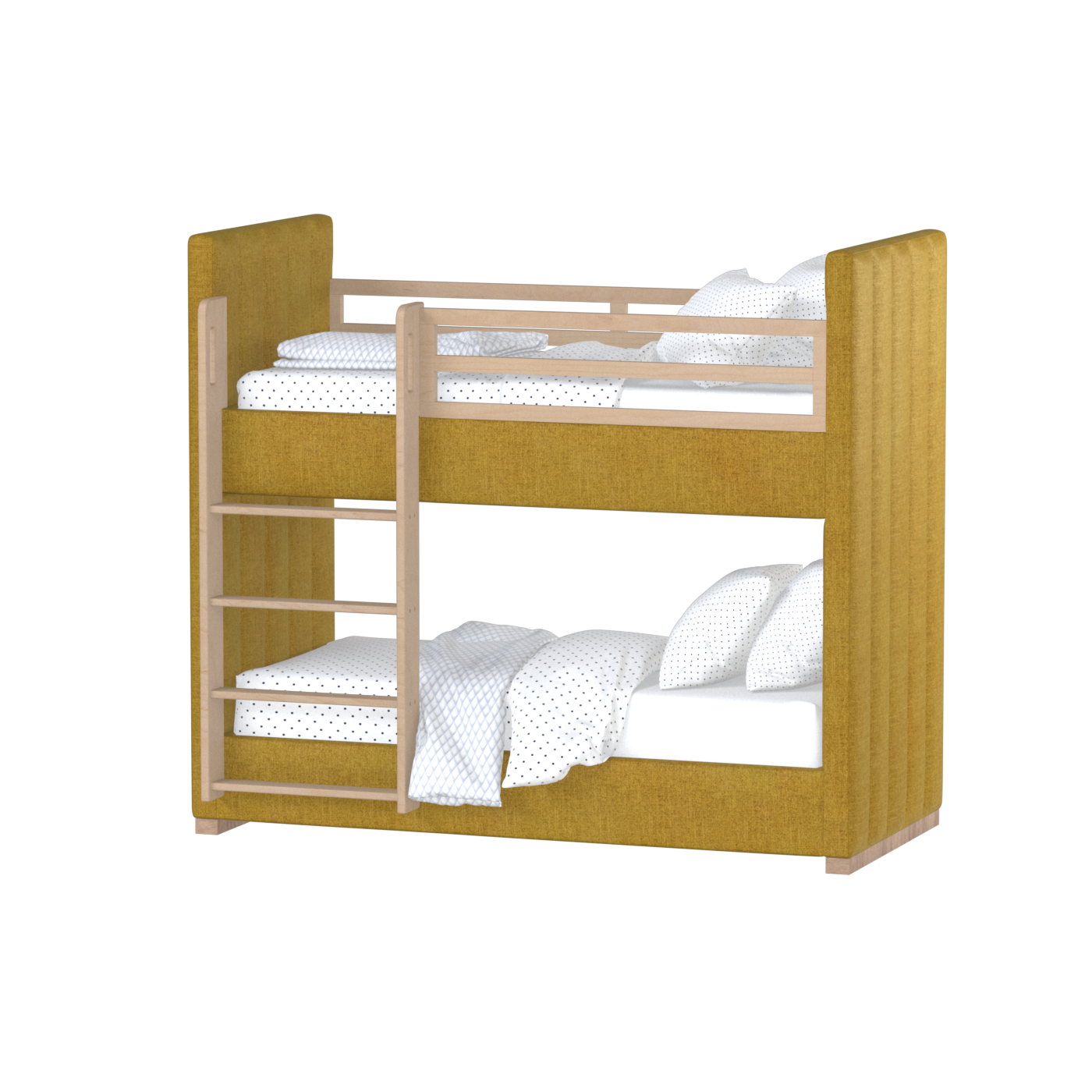 Paolo Bunk Bed with Soft Upholstery and Beechwood Accents