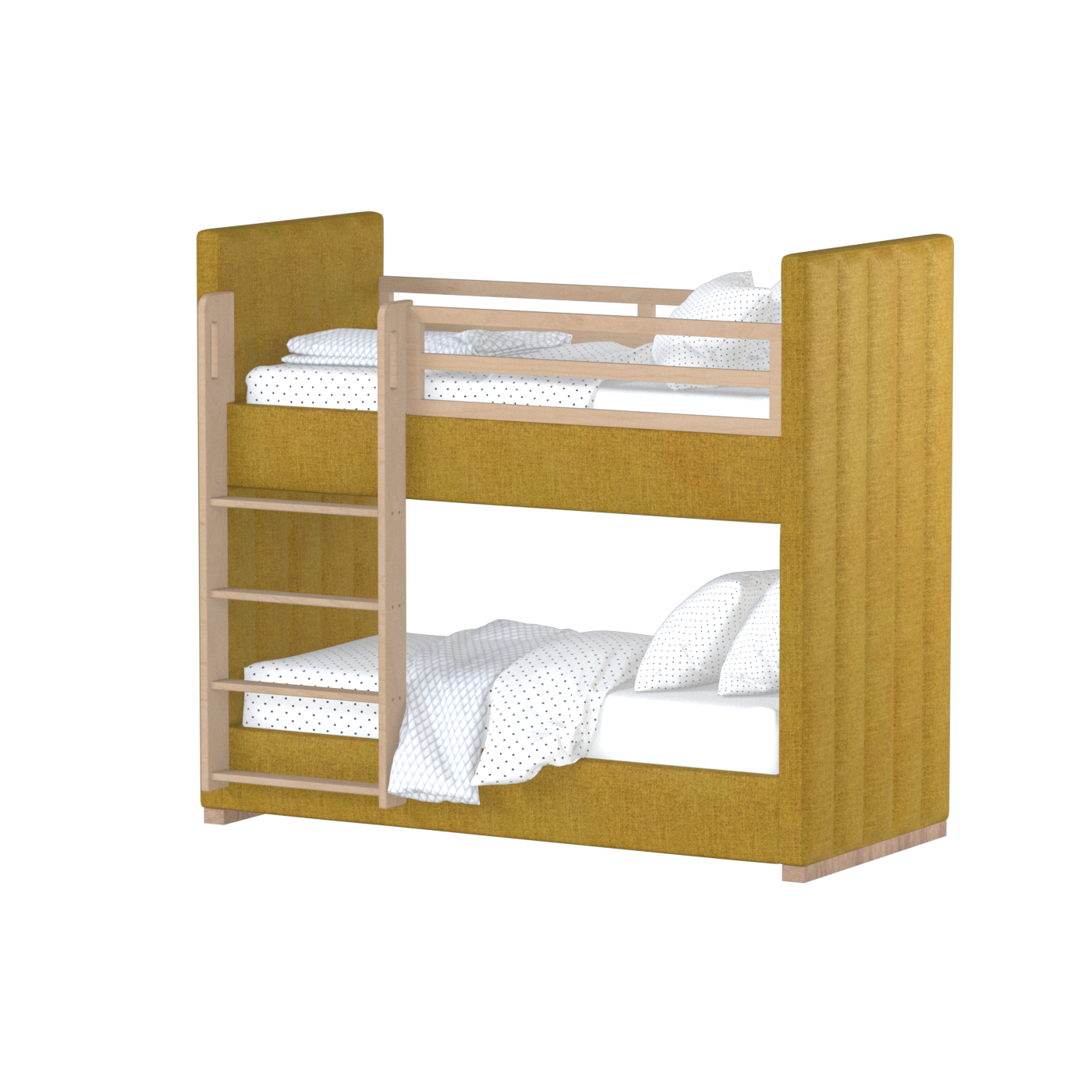 Paolo Bunk Bed with Soft Upholstery and Beechwood Accents