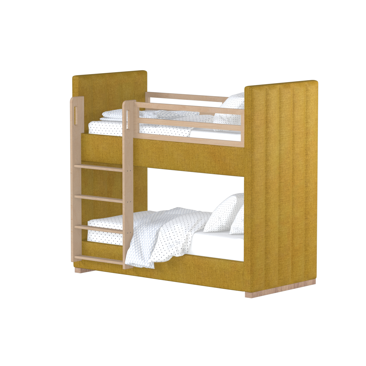 Paolo Bunk Bed with Soft Upholstery and Beechwood Accents