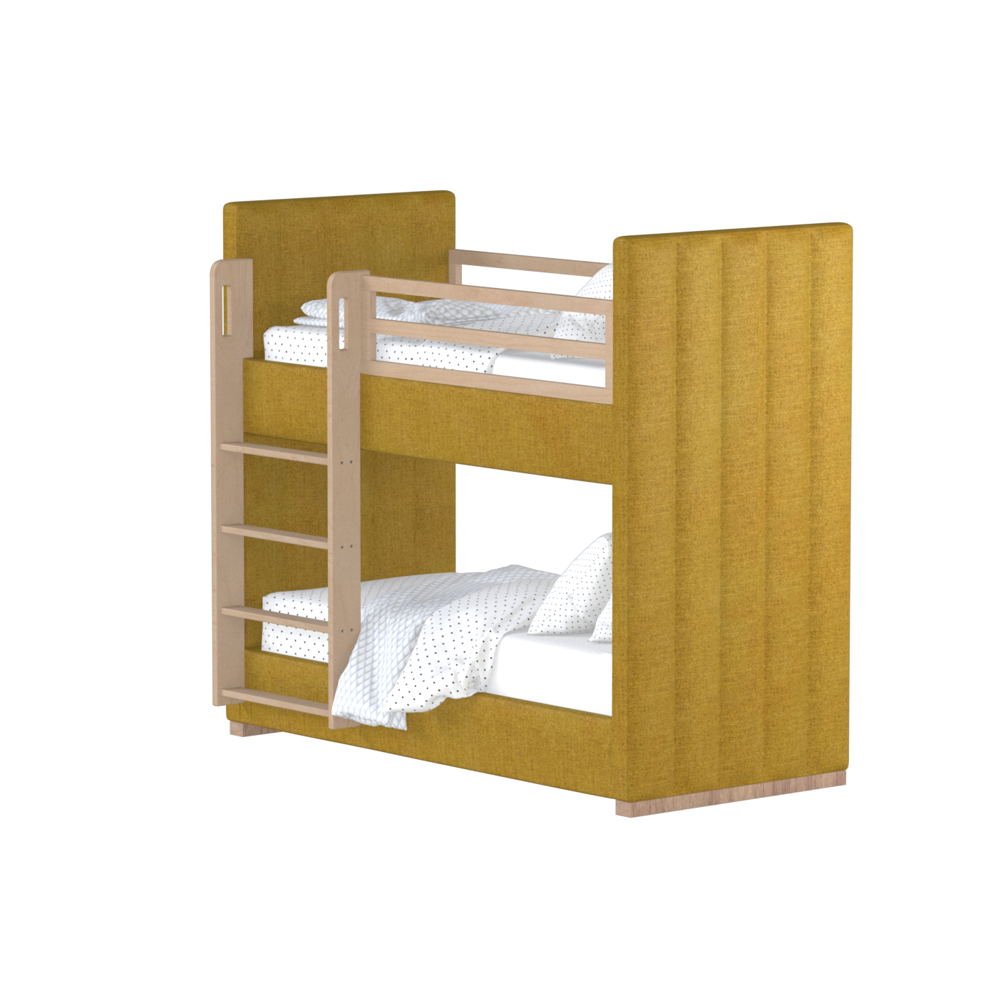 Paolo Bunk Bed with Soft Upholstery and Beechwood Accents