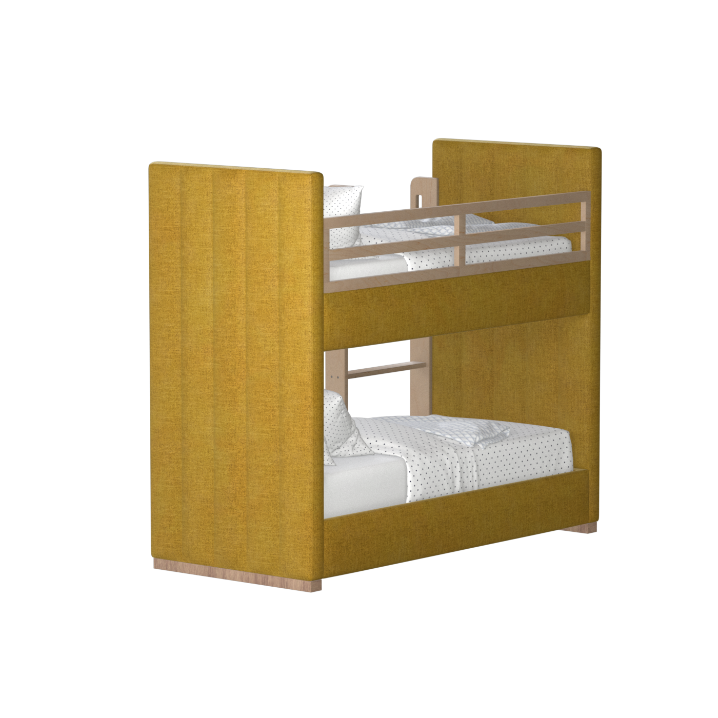 Paolo Bunk Bed with Soft Upholstery and Beechwood Accents