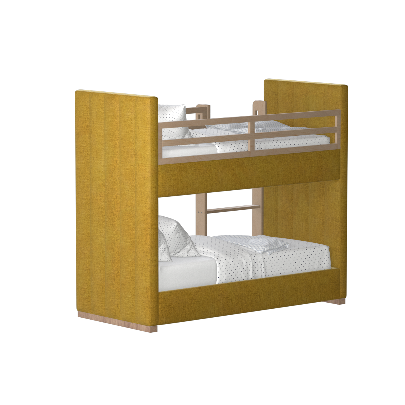 Paolo Bunk Bed with Soft Upholstery and Beechwood Accents