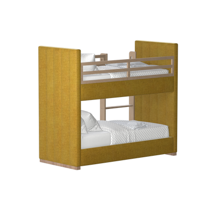 Paolo Bunk Bed with Soft Upholstery and Beechwood Accents