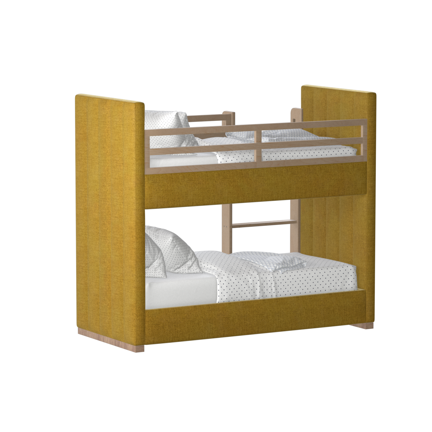 Paolo Bunk Bed with Soft Upholstery and Beechwood Accents