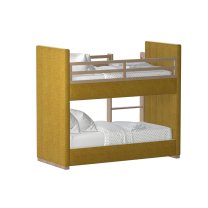 Paolo Bunk Bed with Soft Upholstery and Beechwood Accents