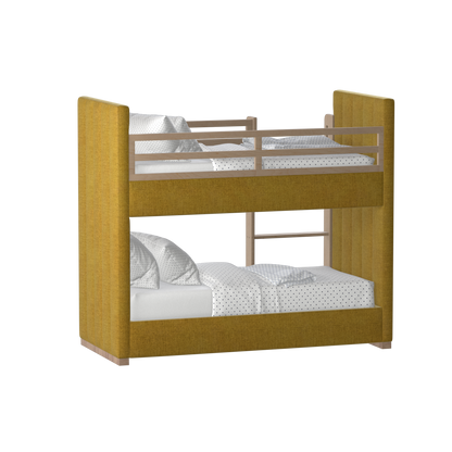 Paolo Bunk Bed with Soft Upholstery and Beechwood Accents