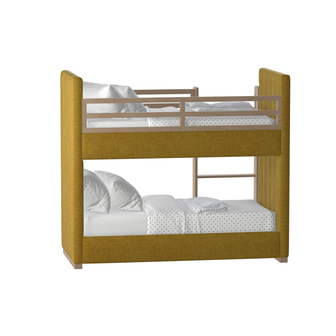 Paolo Bunk Bed with Soft Upholstery and Beechwood Accents