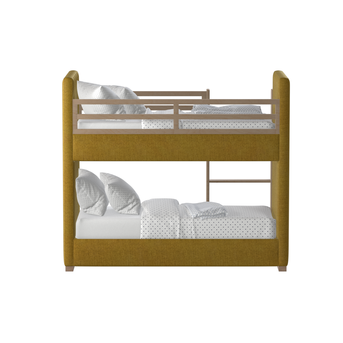 Paolo Bunk Bed with Soft Upholstery and Beechwood Accents