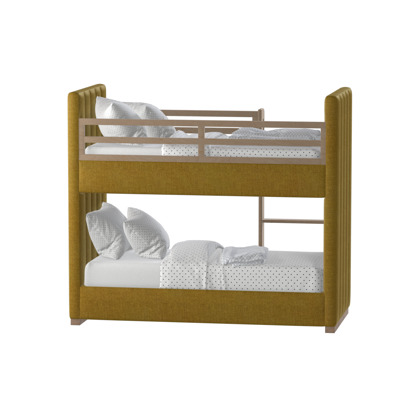 Paolo Bunk Bed with Soft Upholstery and Beechwood Accents
