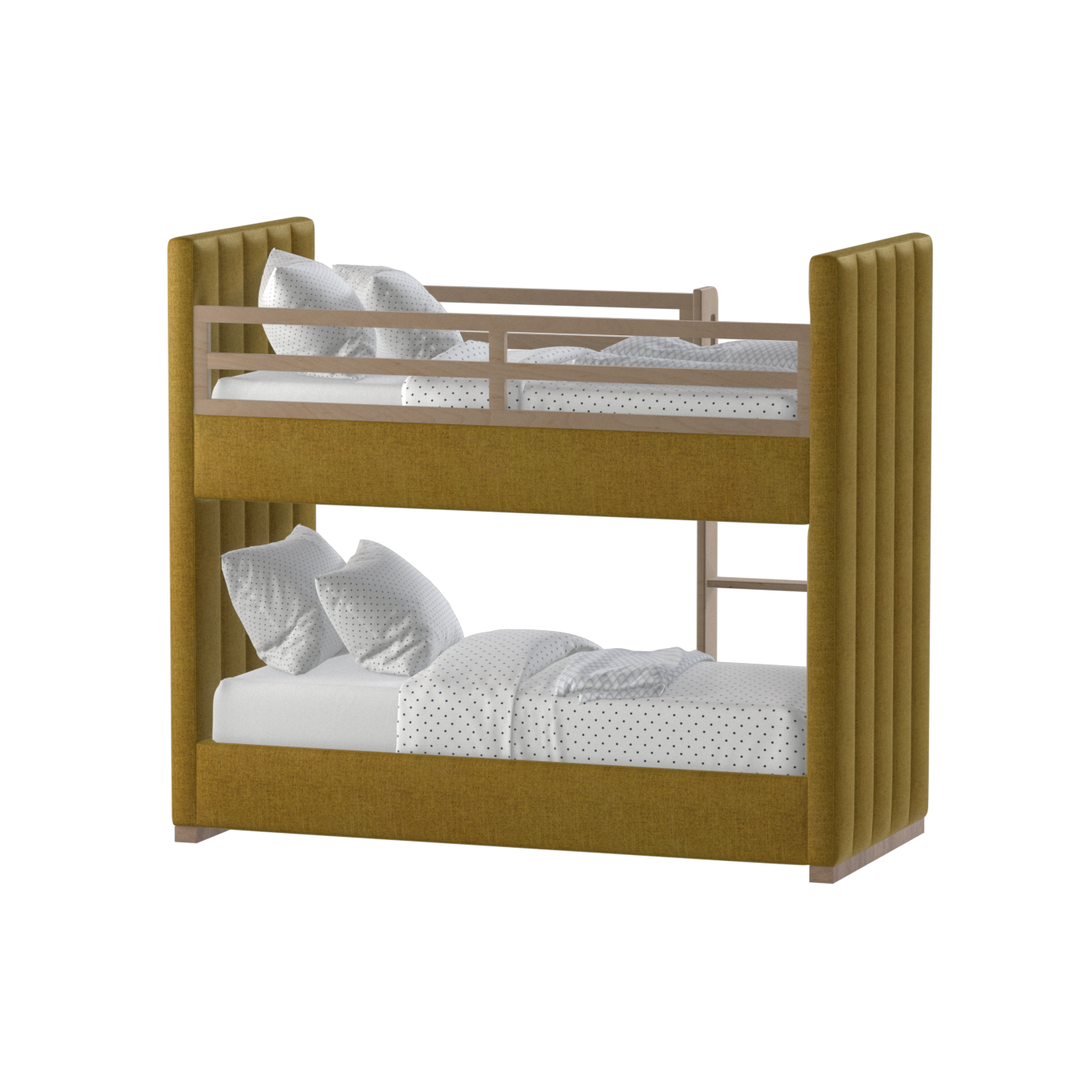 Paolo Bunk Bed with Soft Upholstery and Beechwood Accents