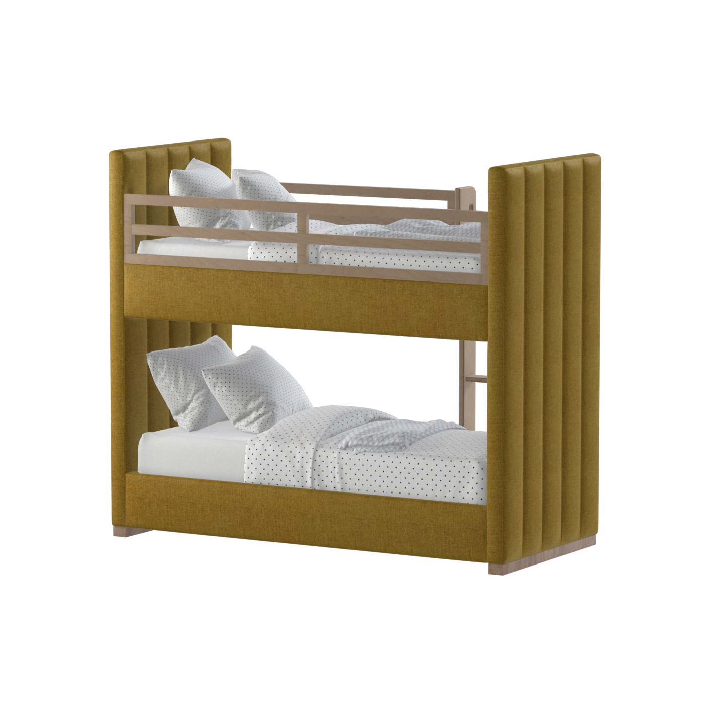 Paolo Bunk Bed with Soft Upholstery and Beechwood Accents