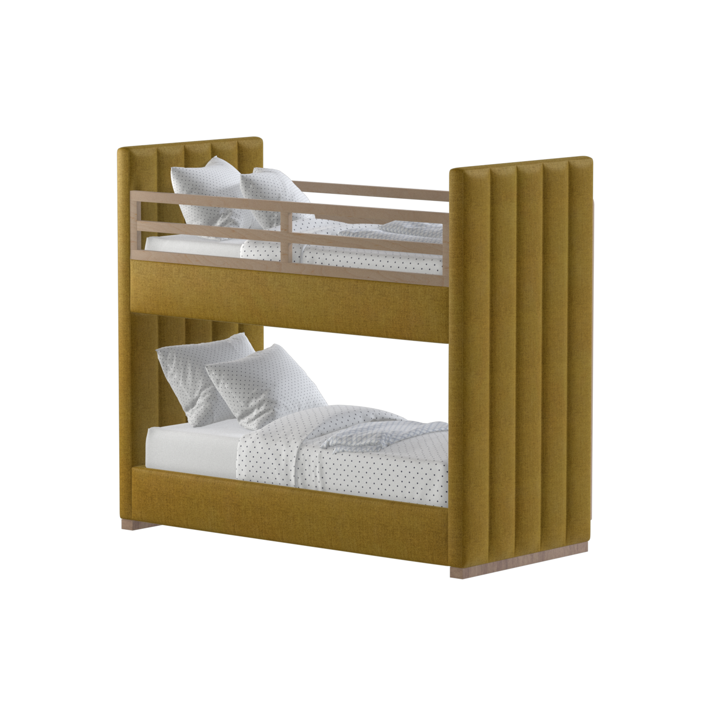 Paolo Bunk Bed with Soft Upholstery and Beechwood Accents
