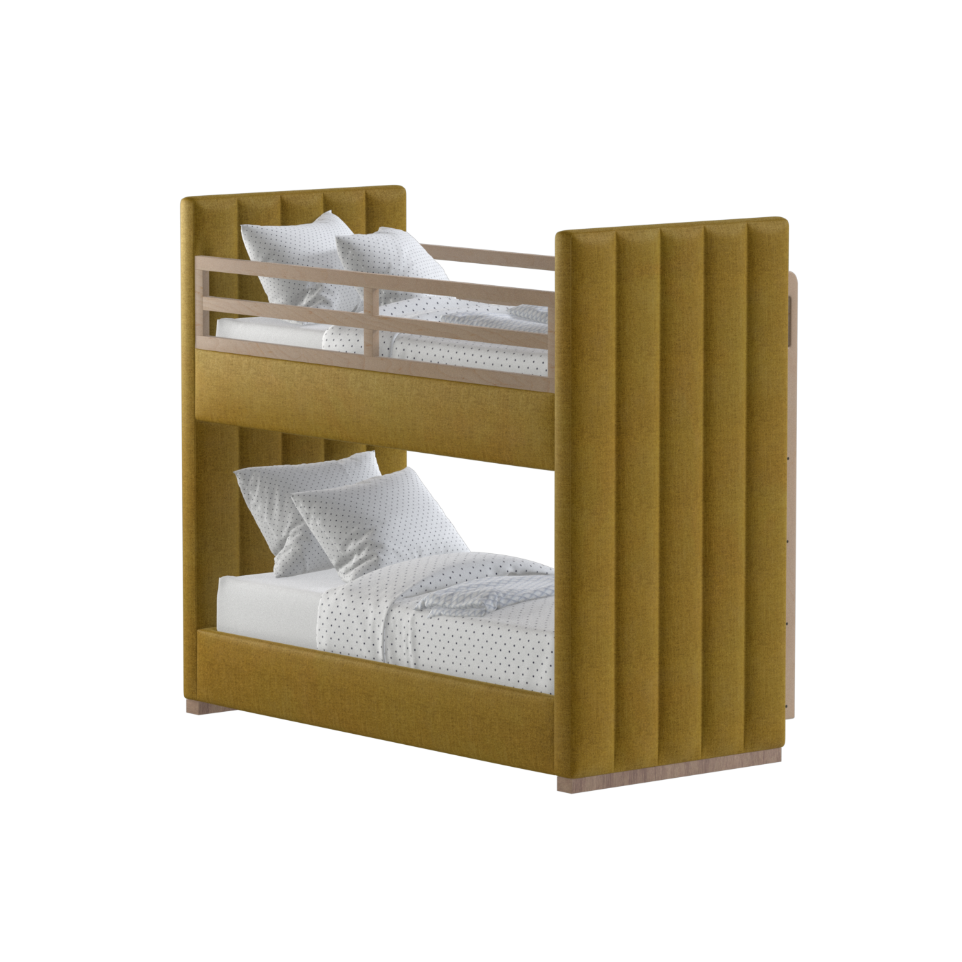Paolo Bunk Bed with Soft Upholstery and Beechwood Accents