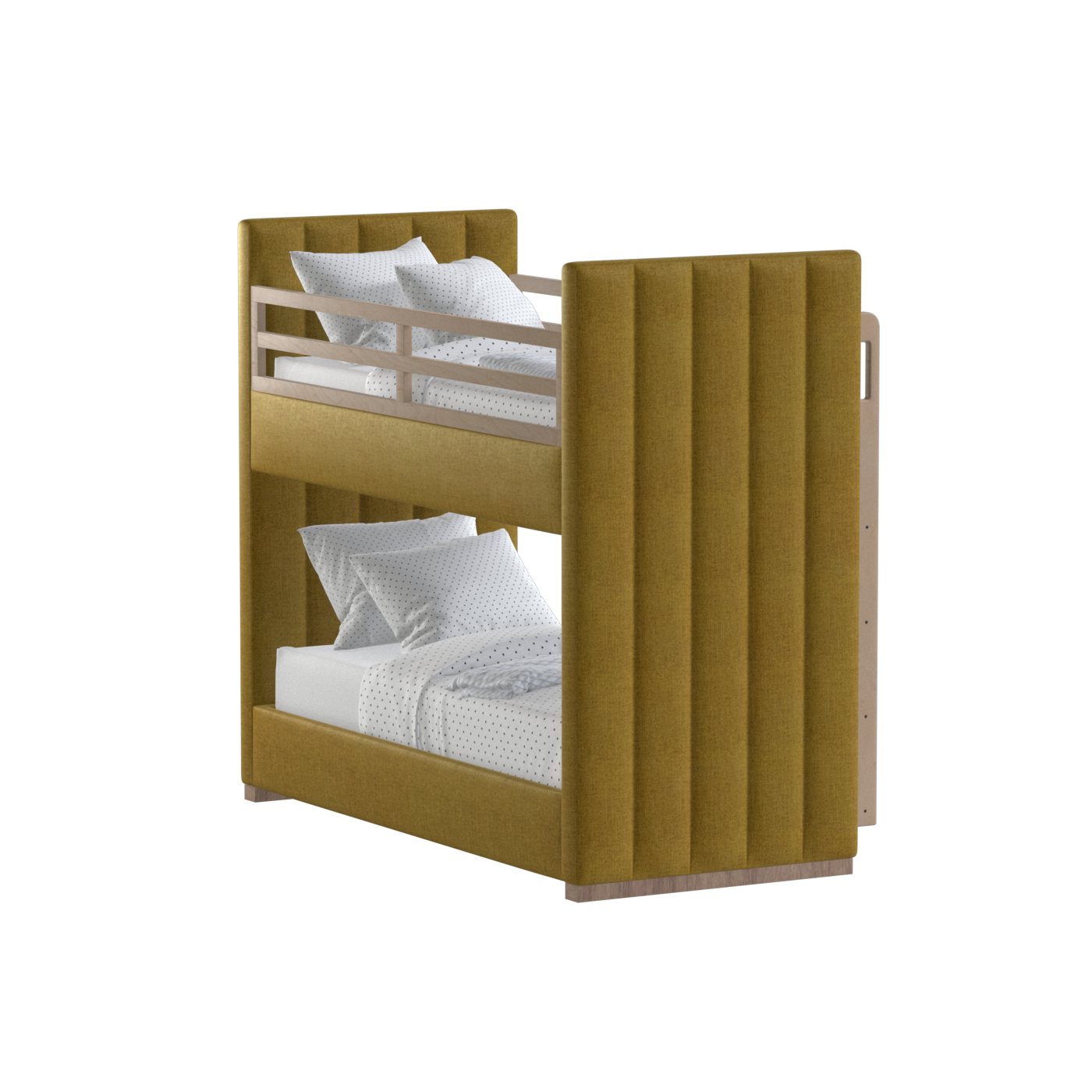 Paolo Bunk Bed with Soft Upholstery and Beechwood Accents