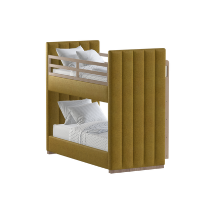 Paolo Bunk Bed with Soft Upholstery and Beechwood Accents
