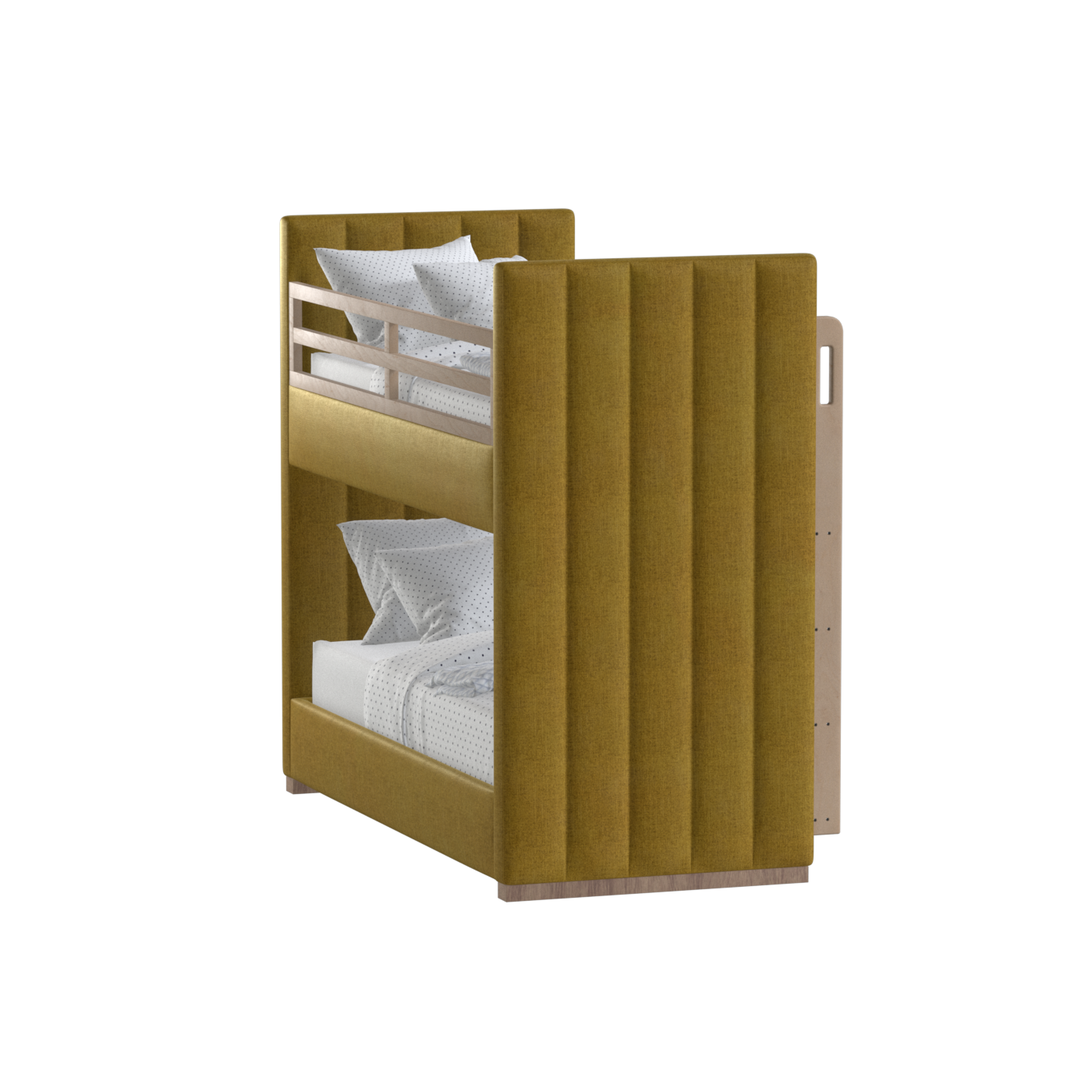 Paolo Bunk Bed with Soft Upholstery and Beechwood Accents
