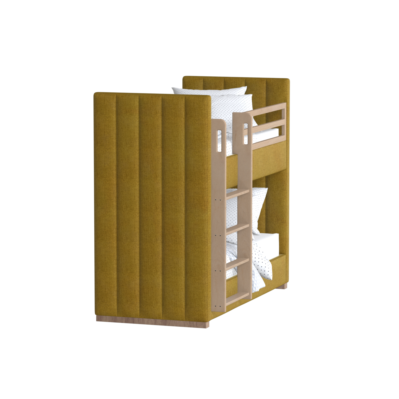 Paolo Bunk Bed with Soft Upholstery and Beechwood Accents