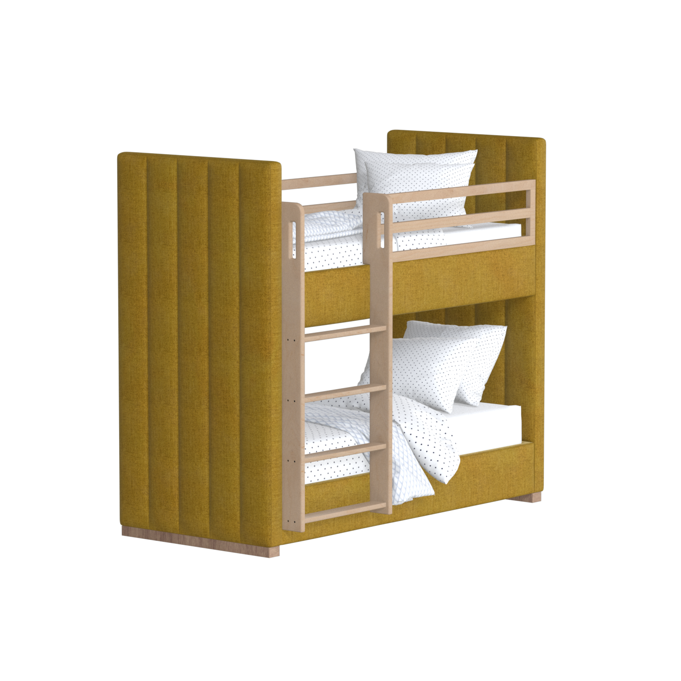 Paolo Bunk Bed with Soft Upholstery and Beechwood Accents