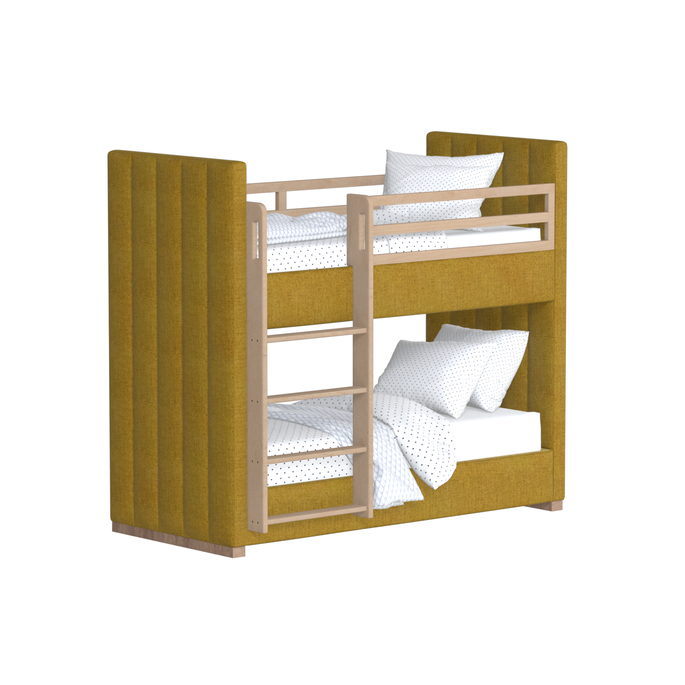 Paolo Bunk Bed with Soft Upholstery and Beechwood Accents