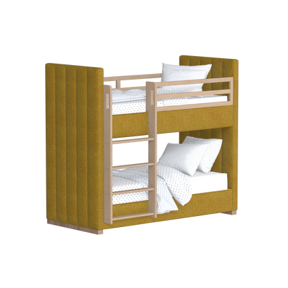 Paolo Bunk Bed with Soft Upholstery and Beechwood Accents