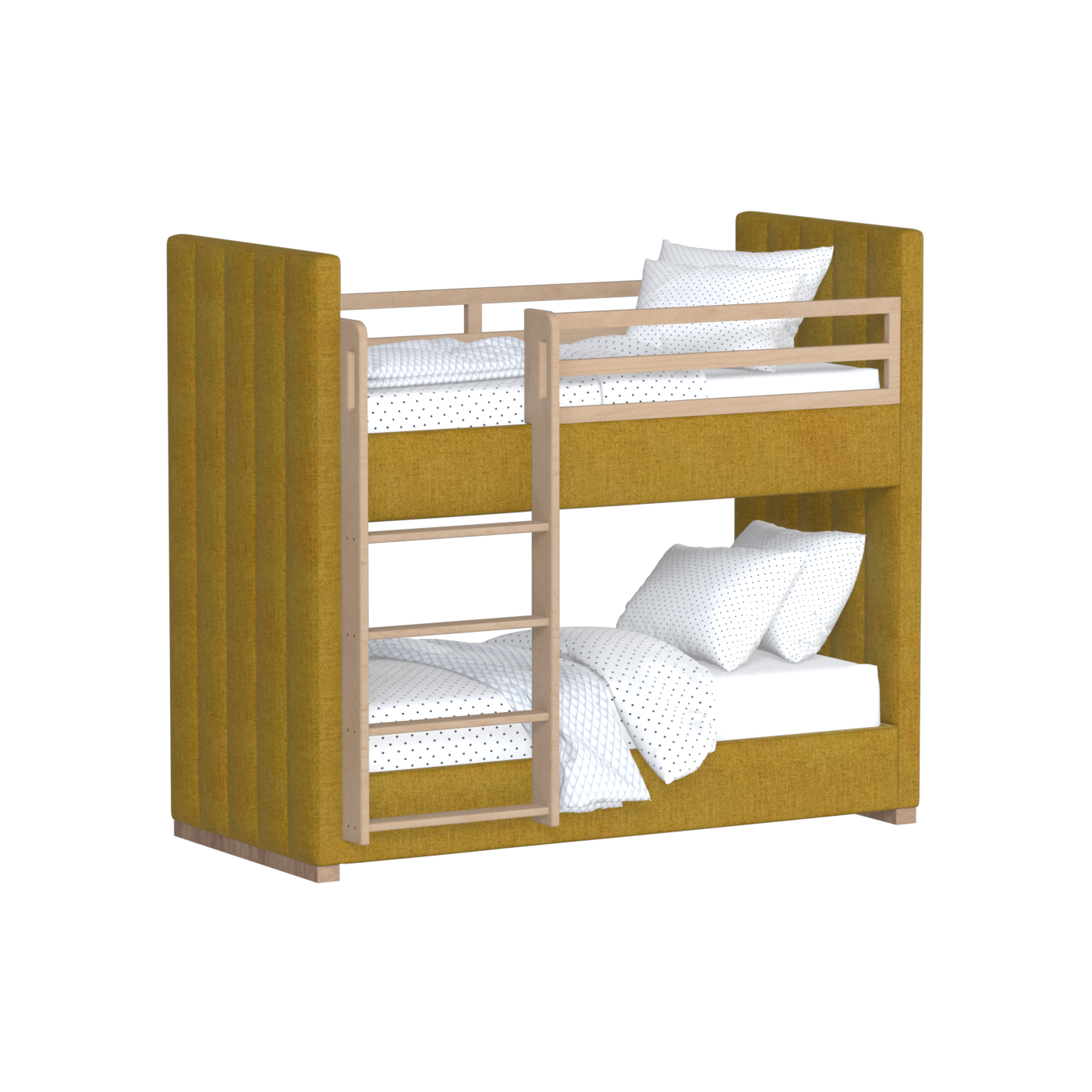 Paolo Bunk Bed with Soft Upholstery and Beechwood Accents