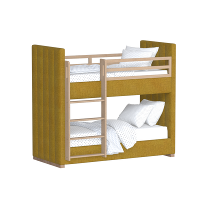 Paolo Bunk Bed with Soft Upholstery and Beechwood Accents