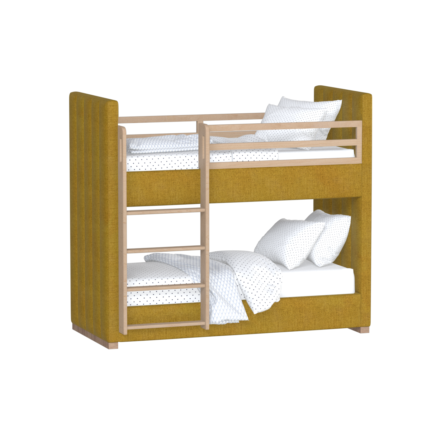 Paolo Bunk Bed with Soft Upholstery and Beechwood Accents