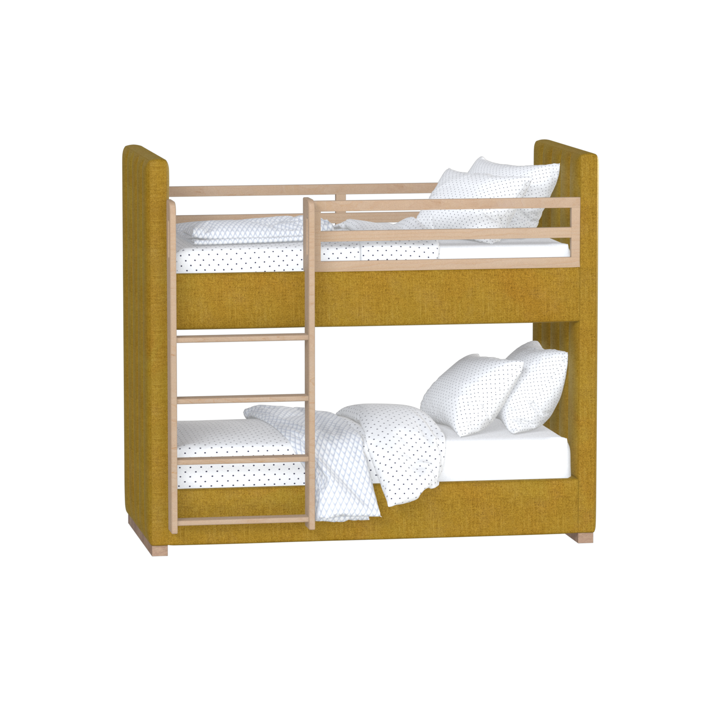 Paolo Bunk Bed with Soft Upholstery and Beechwood Accents