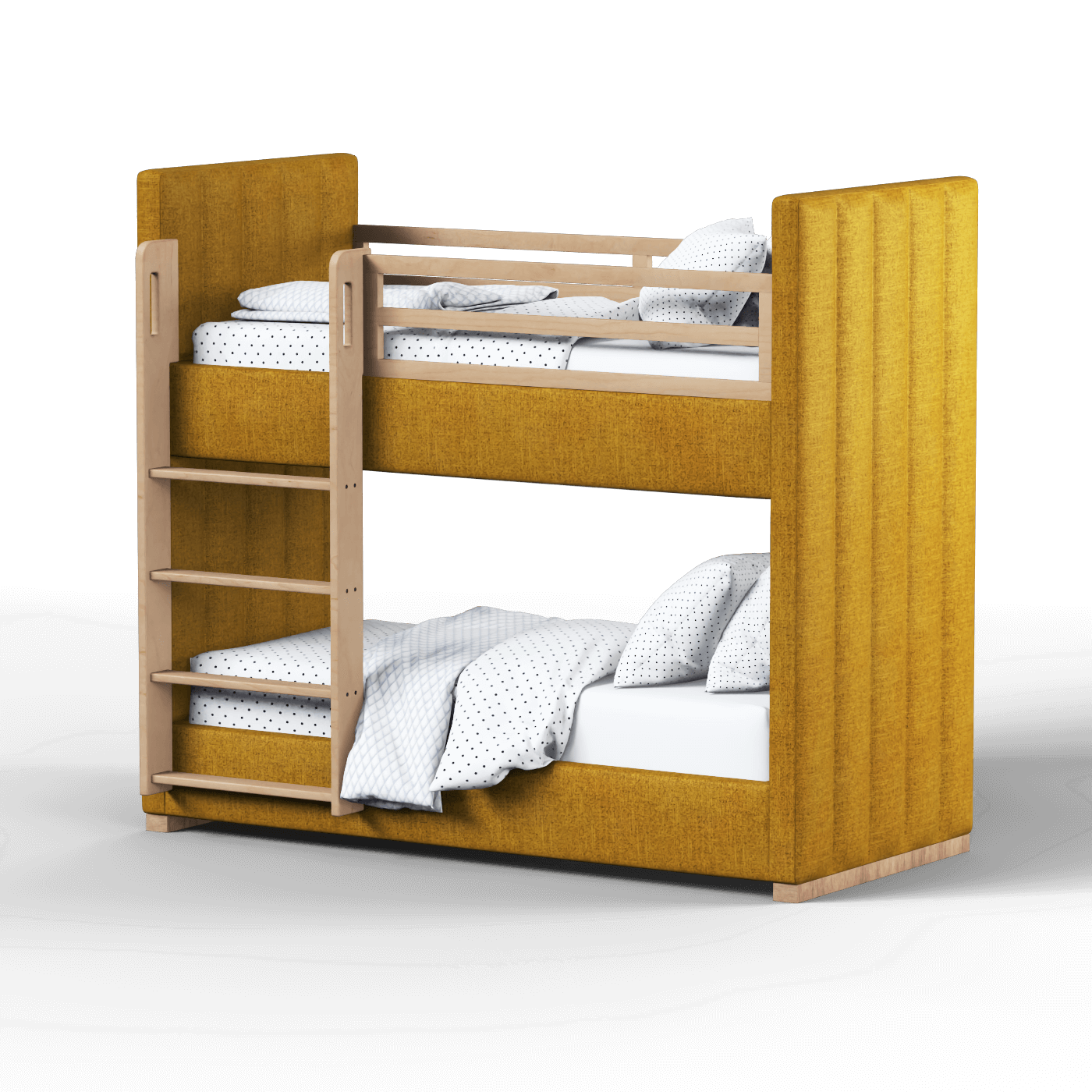 Paolo Bunk Bed with Soft Upholstery and Beechwood Accents